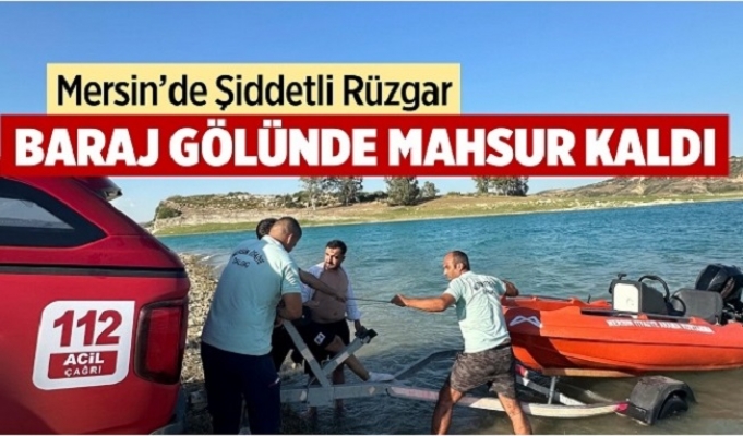 Tarsus’ta Baraj Gölünde Şişme Lastikle Mahsur Kaldı