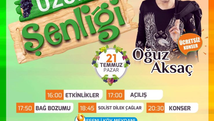 GELENEKSEL ESENLİ ÜZÜM ŞENLİĞİ 21 TEMMUZ PAZAR GÜNÜ DÜZENLENİYOR AKDENİZ BELEDİYESİ’NDEN DAVET VAR!