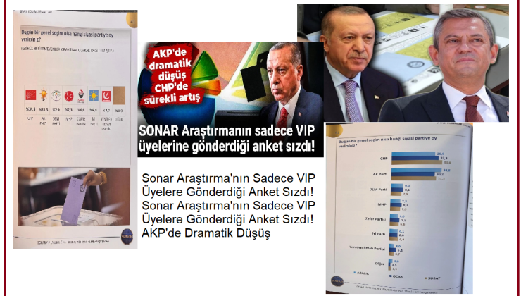 Sonar Araştırma’nın Sadece VIP Üyelere Gönderdiği Anket Sızdı! Sonar Araştırma’nın Sadece VIP Üyelere Gönderdiği Anket Sızdı! AKP’de Dramatik Düşüş